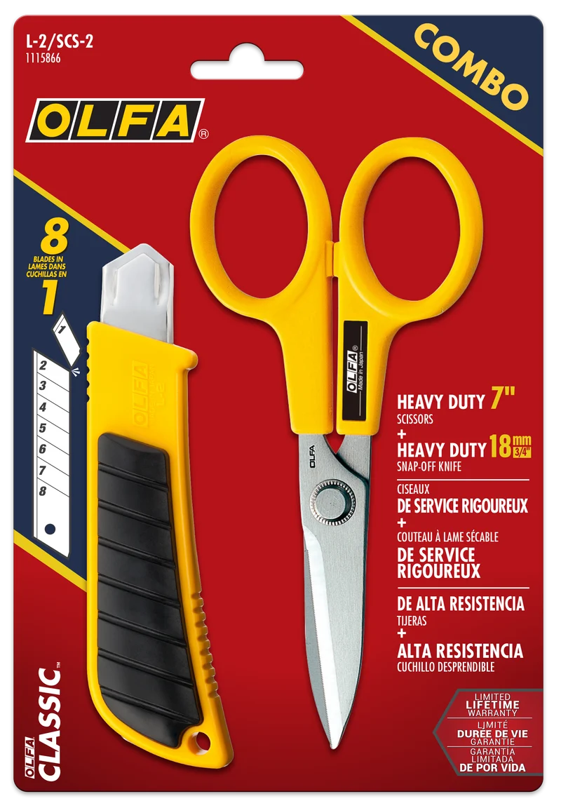 Heavy-Duty Ratchet-Lock Utility Knife with 7" Heavy Duty Scissors (L-2/SCS-2)